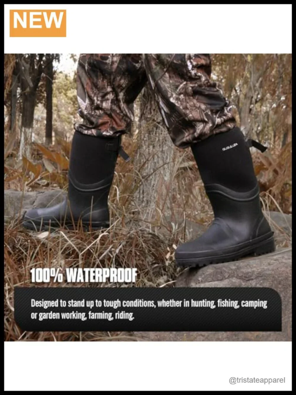 Men's Waterproof Hunting Boots, 6mm Neoprene Insulated Rubber Rain Boots